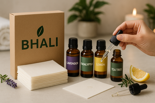 Huiles essentielles pour personnaliser les feuilles de lessive BHALI naturellement