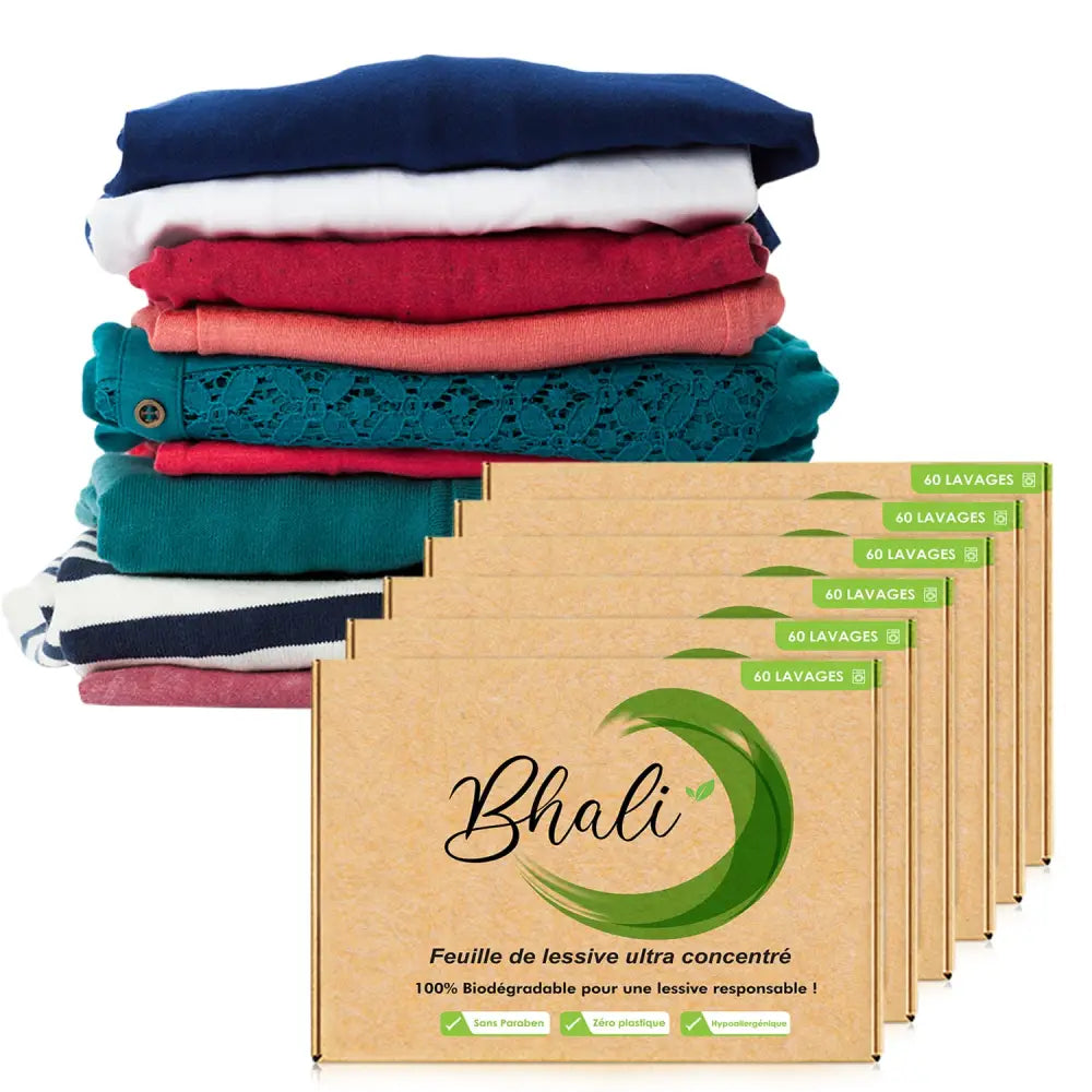 Bhali – Pack 4 + 2 Offertes (360 Lavages) | Jusqu’à 1 an de lessive – Format économique
