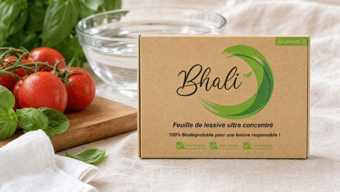 Détachage naturel d'une tache de sauce tomate — lessive en feuilles Bhali