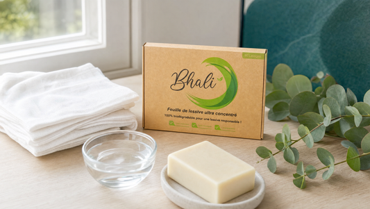 Détachage naturel d'une tache de gras — lessive en feuilles Bhali
