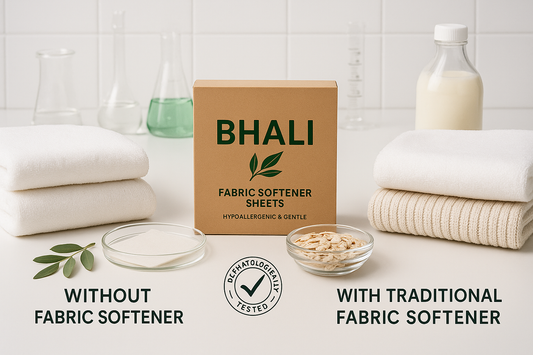 Lessive sans adoucissant avec feuilles BHALI hypoallergéniques et naturelles