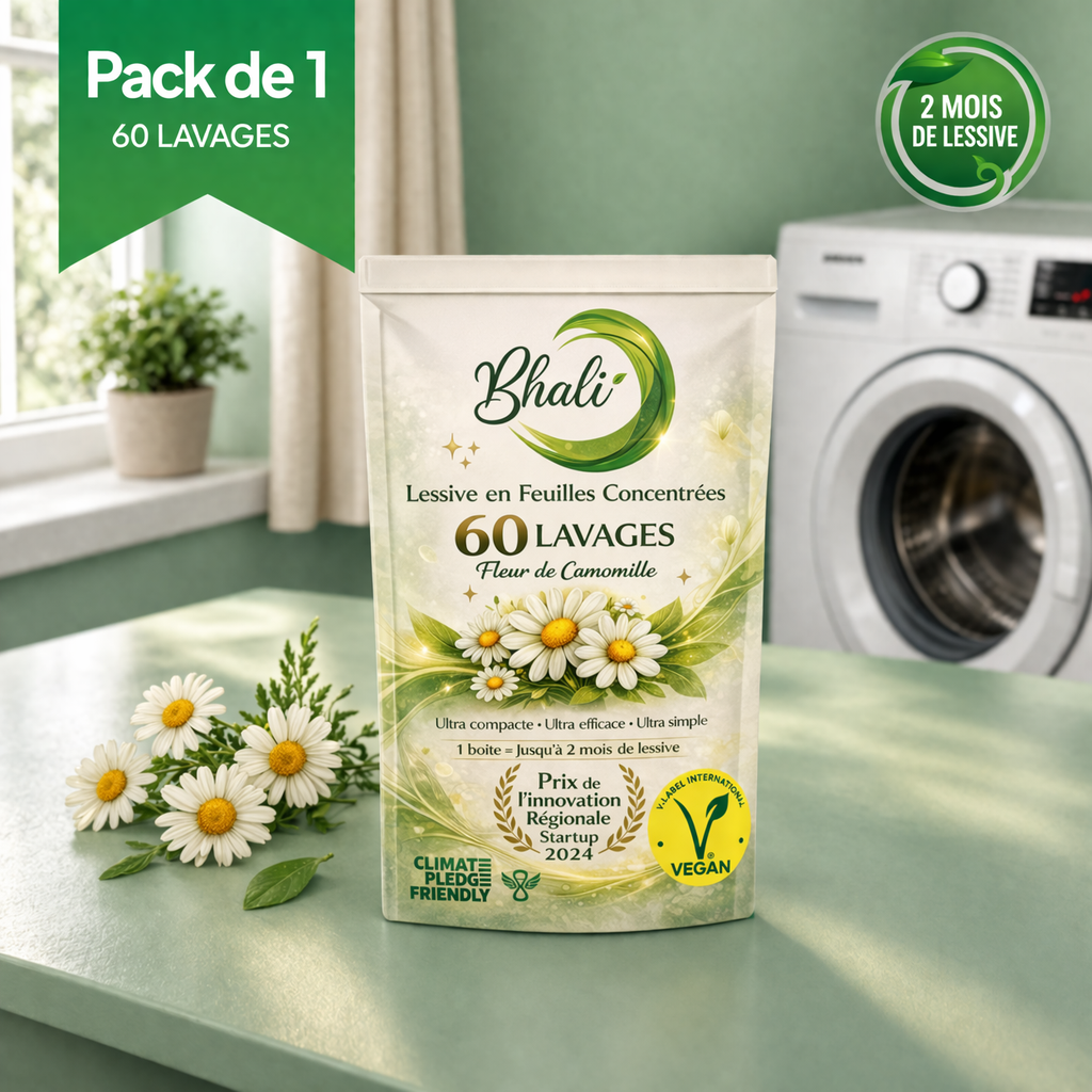 Lessive en Feuilles Bhali – Fleur de Camomille | 60 Lavages Écologiques