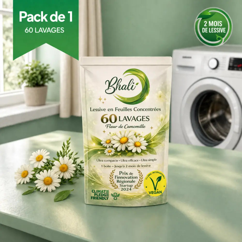 Lessive en Feuilles Bhali – Fleur de Camomille | 60 Lavages Écologiques - Lessive en feuilles