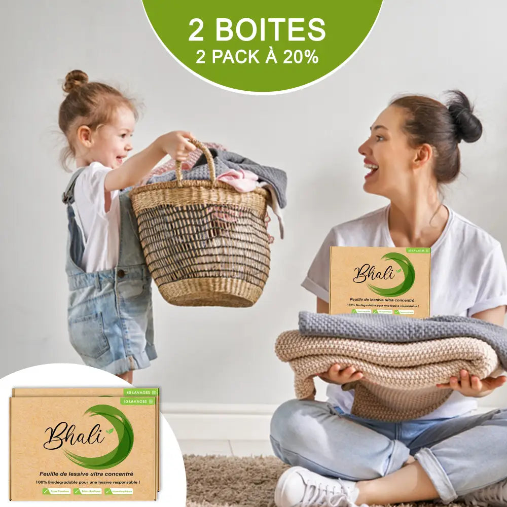 Pack 2 Box - Lessive en Feuilles Éco et Pas Chère | 120 Lavages à 0,25 cts